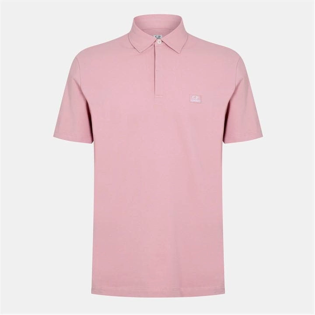 CP Company Short Sleeve Logo Patch Polo Shirt - Pink
